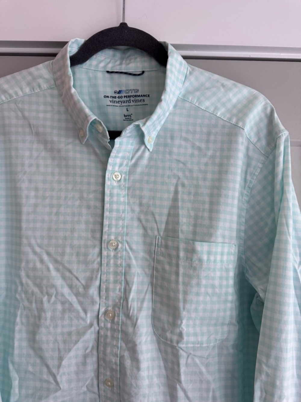 Vineyard Vines Men’s Mint Gingham Button-Down Shirt - Light Green/White